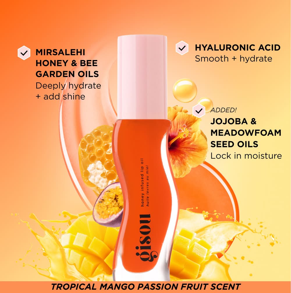 Gisou Honey Infused Hydrating Lip Oil Mango Passion Punch | Postmates
