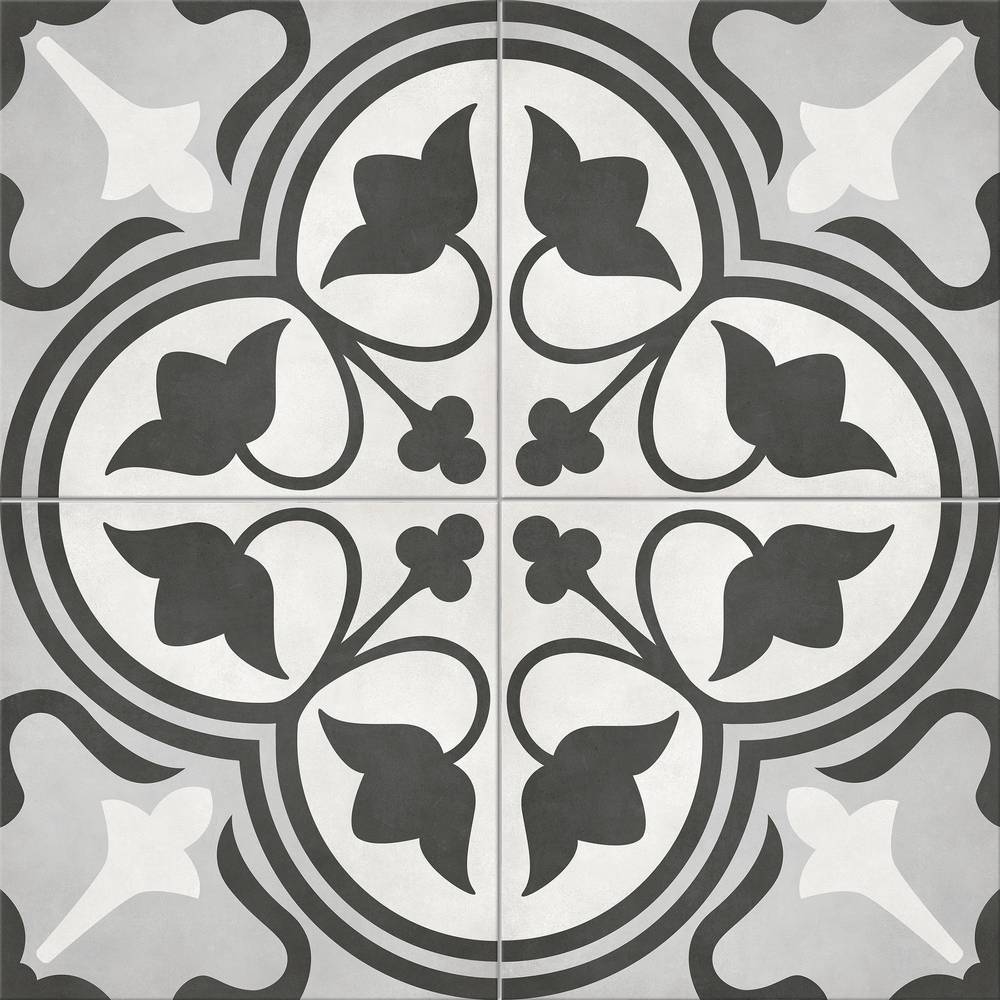 Satori Nouveau Flora Deco 8-in x 8-in Matte Porcelain Encaustic Floor and Wall Tile (0.43-sq. ft/ Piece) | 1001-0246-0