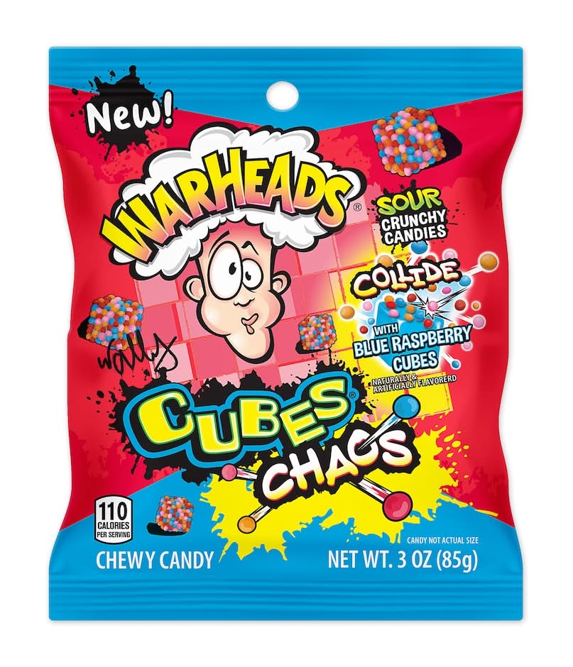 Warheads Cube Chaos Sour Crunchy Candies, Blue Raspberry (3 oz)