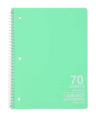 Neon 1-Subject College Ruled Spiral Notebook Bright Green