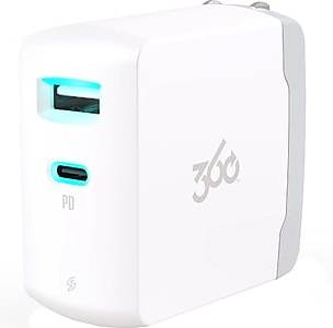 360 Electrical Vivid 2-outlet Wall Charger, White