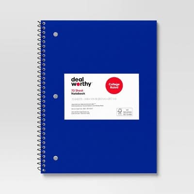 Dealworthy College Ruled Sheet Notebook 70 Sheets, 20.3x26.75 cm, Blue