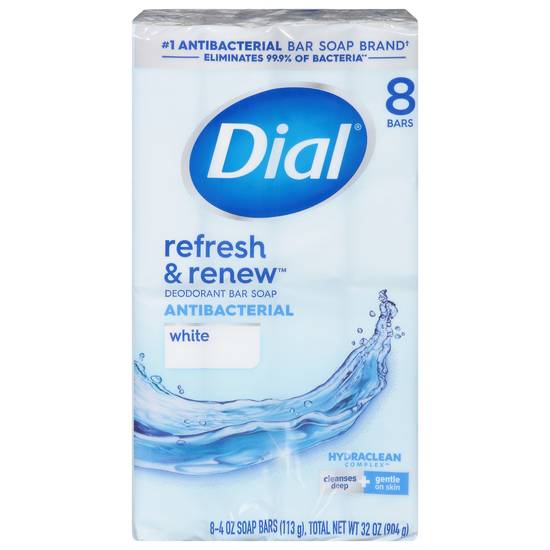 Dial White Antibacterial Clean Rinsing Non Drying Deodorant Soap (8 ct)