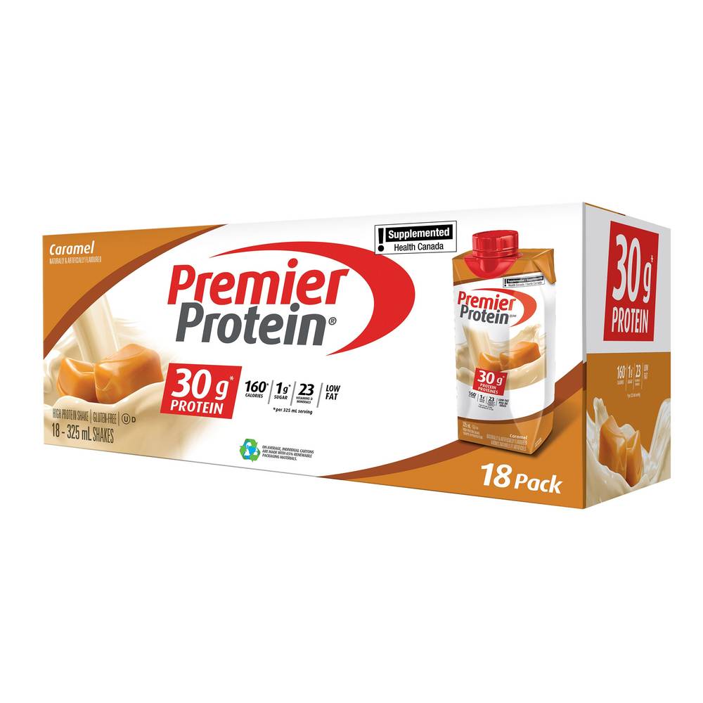 Premier Protein - Frappé Hyperprotéiné Au Caramel, 18 × 325 Ml