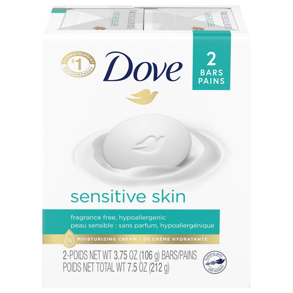 Dove Hypoallergenic Sensitive Skin Fragrance Free Beauty Bars ( 2ct)