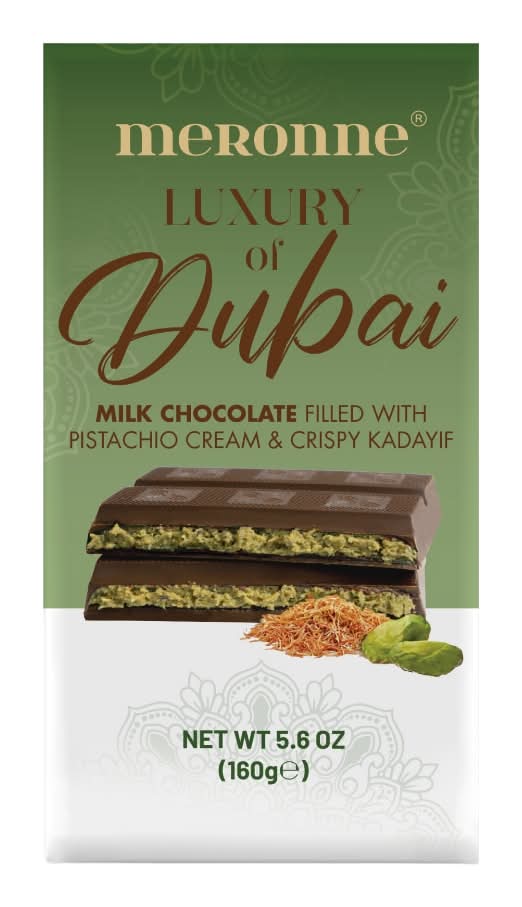 Meronne® Luxury of Dubai Milk Chocolate Filled with Pistachio Cream & Crispy Kadayif Candy Bar