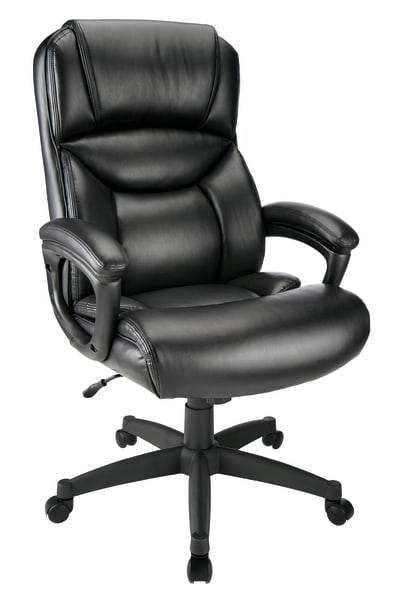 Realspace Fennington Bonded Leather High-Back Executive Office Chair, Black