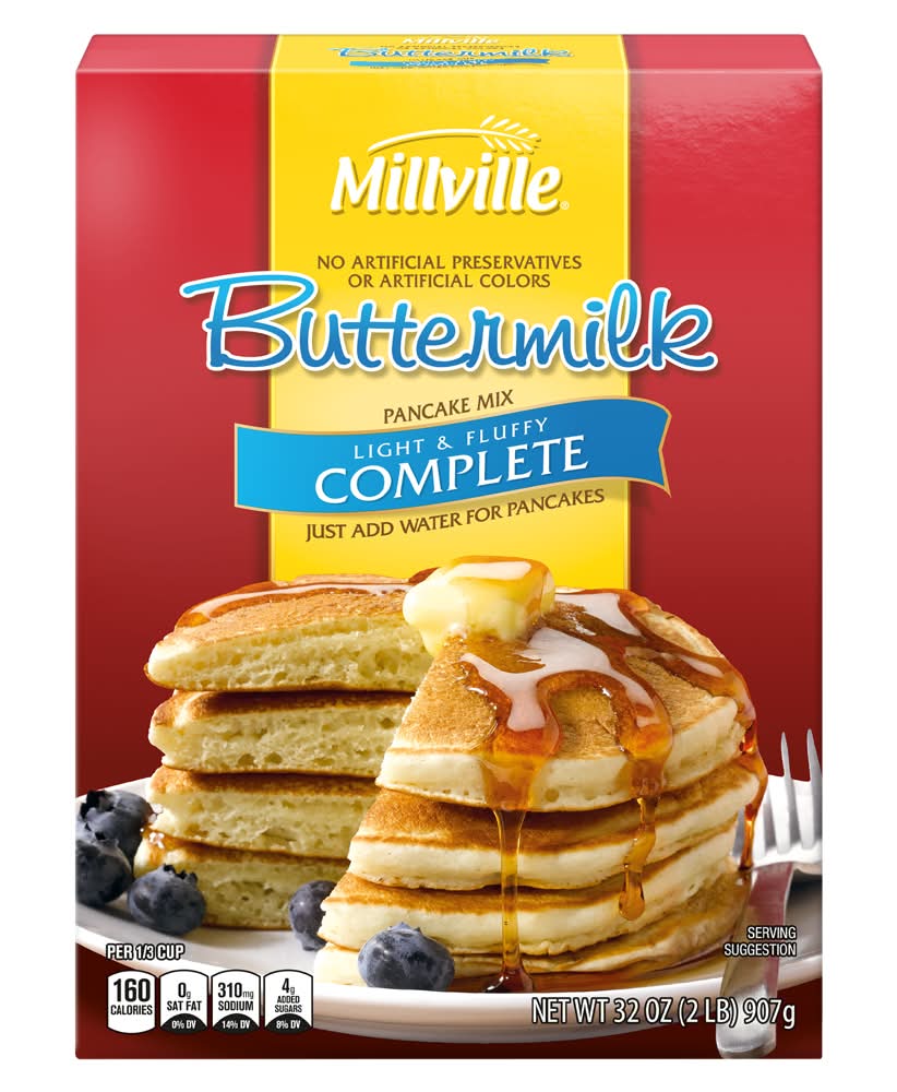 Millville Pancake & Waffle Mix Light & Fluffy Complete, Buttermilk (32 oz)