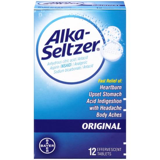 Alka-Seltzer Original Effervescent Antacid Tablets, 12CT