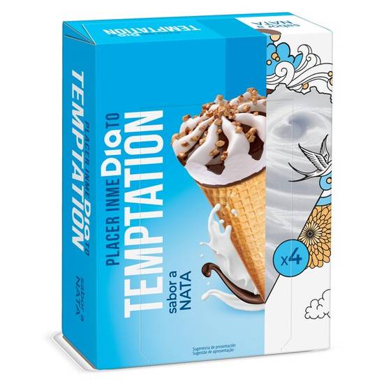 Helado cono de nata 4 unidades) Temptation caja 272 g