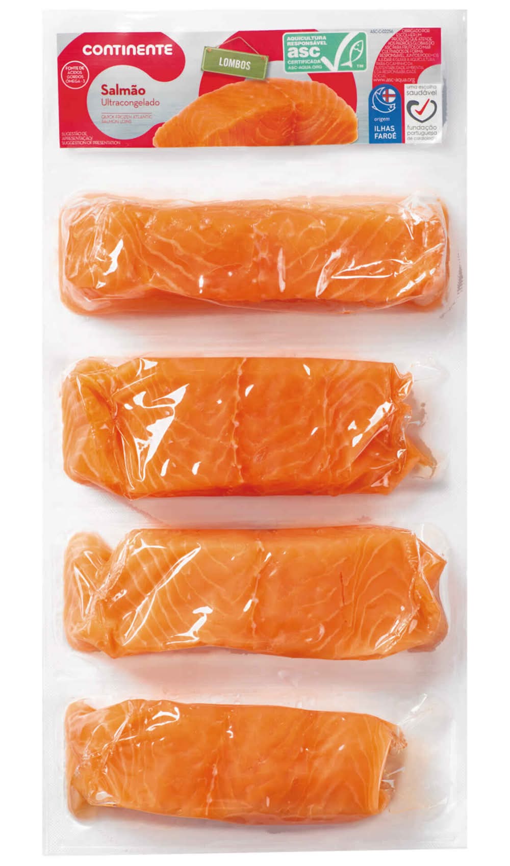 Lombos de Salmão ASC Ultracongelado Continente (emb. 500 gr (4 un))