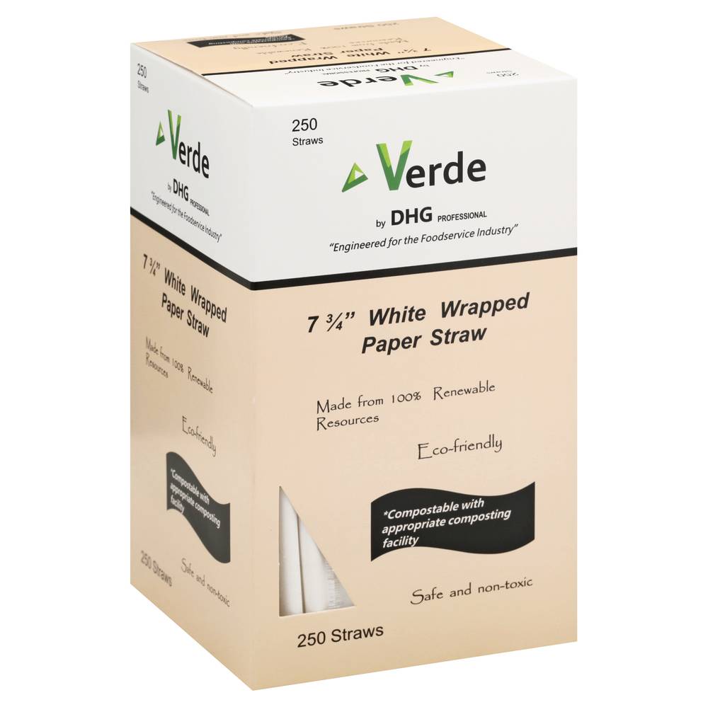 Verde 7.75" White Wrapped Paper Straw (250 ct)