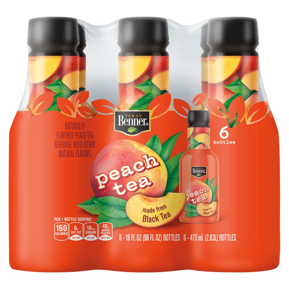Benner Iced Tea, Peach (6 x 16 fl oz)