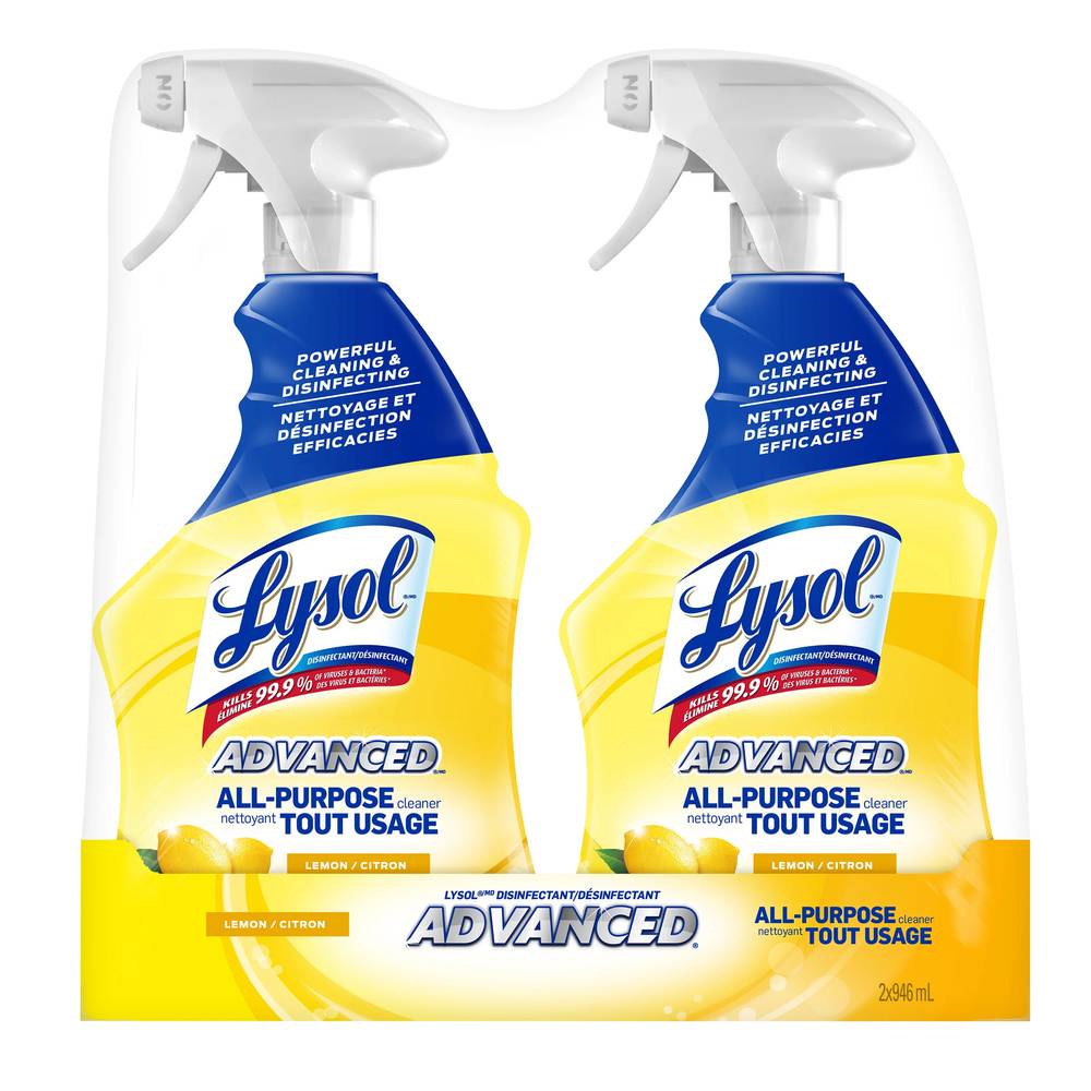 Lysol Advanced All Purpose Cleaner Trigger Lemon Scent, 2 X 946 Ml