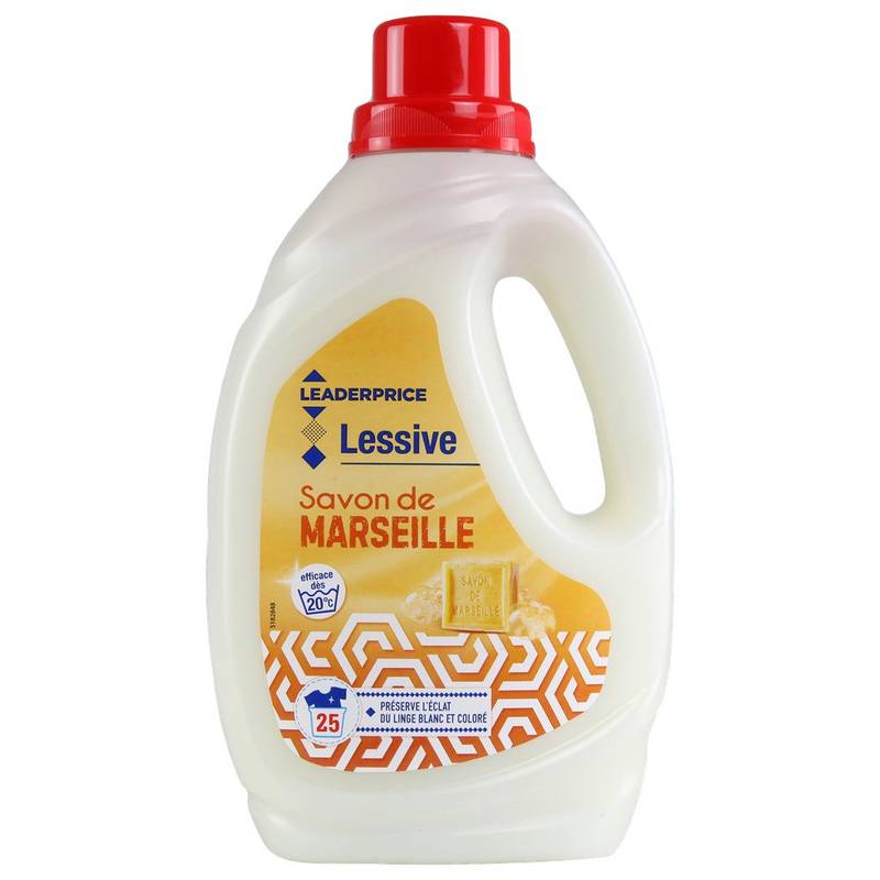 Leader Price - Lessive liquide savon de marseille 25 lavages (1,25L)