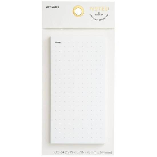 Noted by Post-it® Grid Notes, 100 Total Notes, 5-3/4" x 2-15/16", White