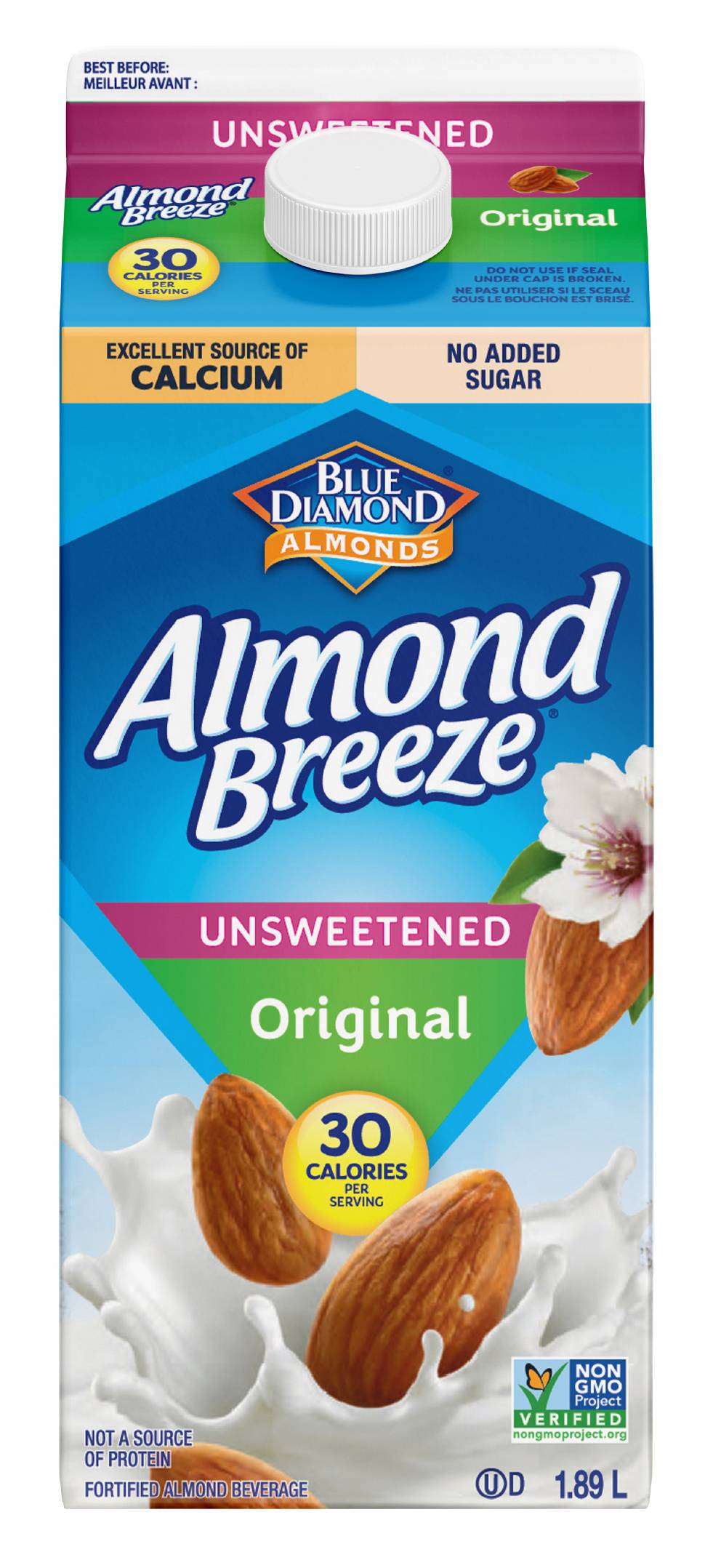 Almond Breeze Unsweetened Original Almond Beverage (1.89 L)
