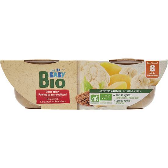 Carrefour Baby Bio - Plat bébé chou fleur, pomme de terre et bœuf dès 8 mois (2)