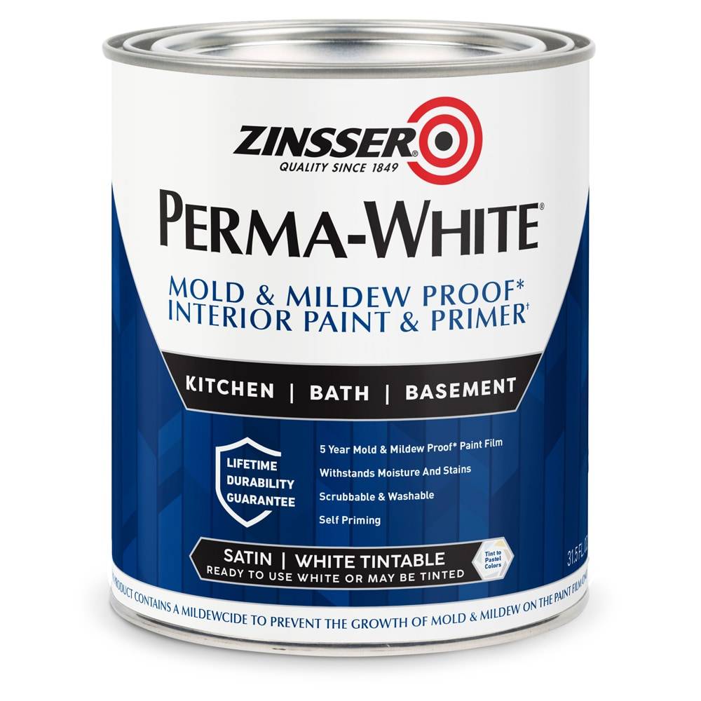 Zinsser Satin Perma-White Tintable Latex Interior Paint + Primer (1-Quart) | 2704