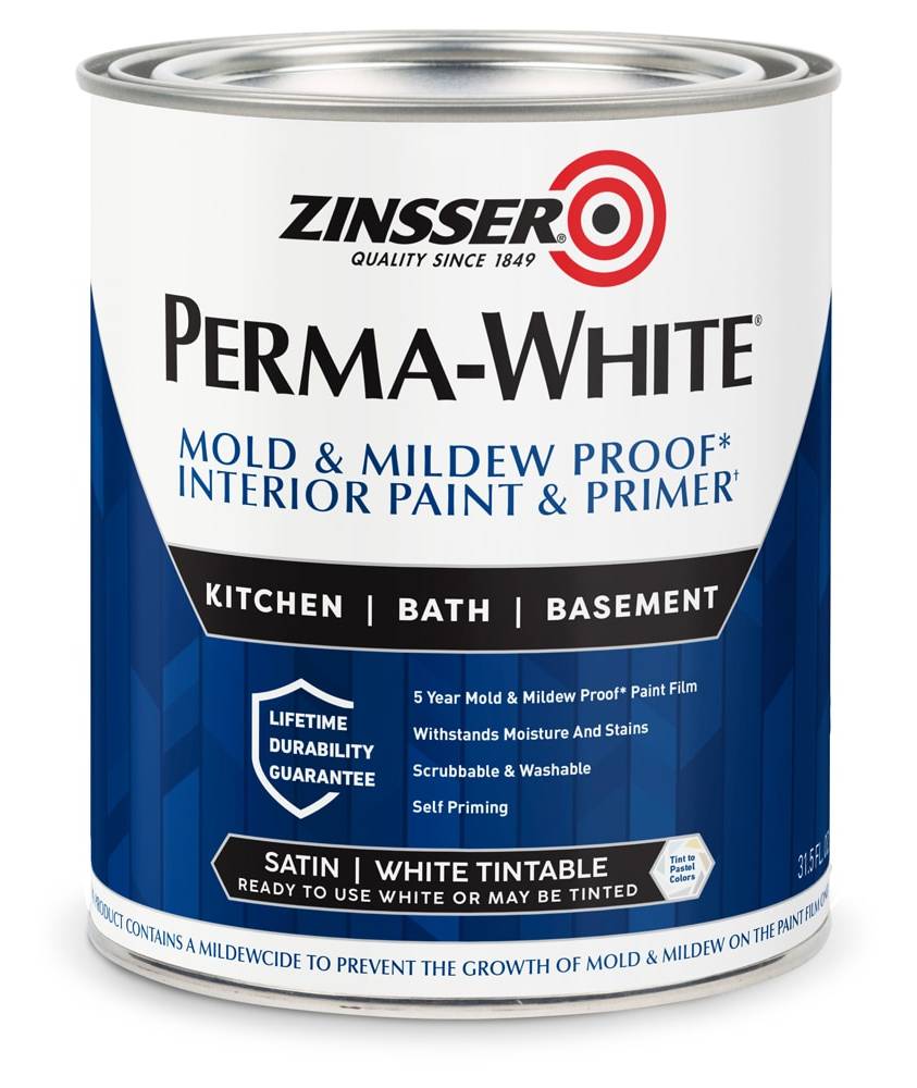 Zinsser Satin Perma-White Tintable Water-based Interior Paint (1-quart) | 2704