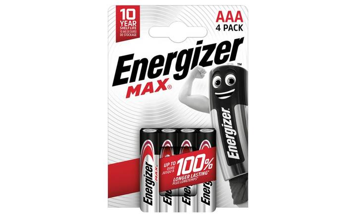 Energizer Max AAA Batteries 4 pack (385555)