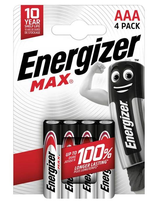 Energizer Max AAA Batteries 4 pack (385555)