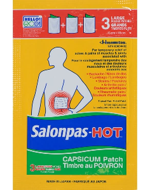 Salonpas Hot Topical Pain Relief Capsicum Patch (3 ct)