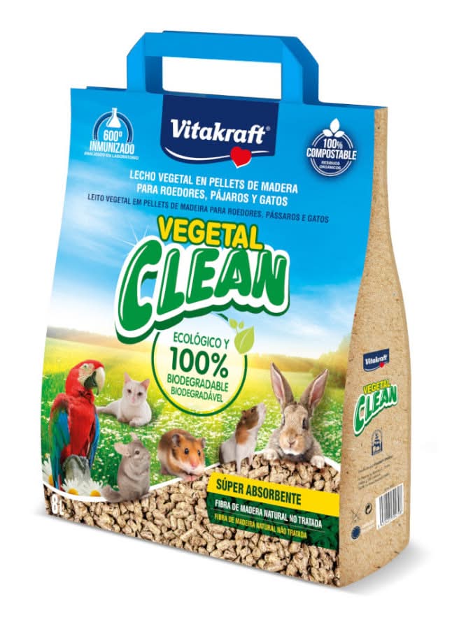 Vegetal clean lecho vegetal en pellets de madera para roedores pájaros y gatos · Vitakraft (8 L)