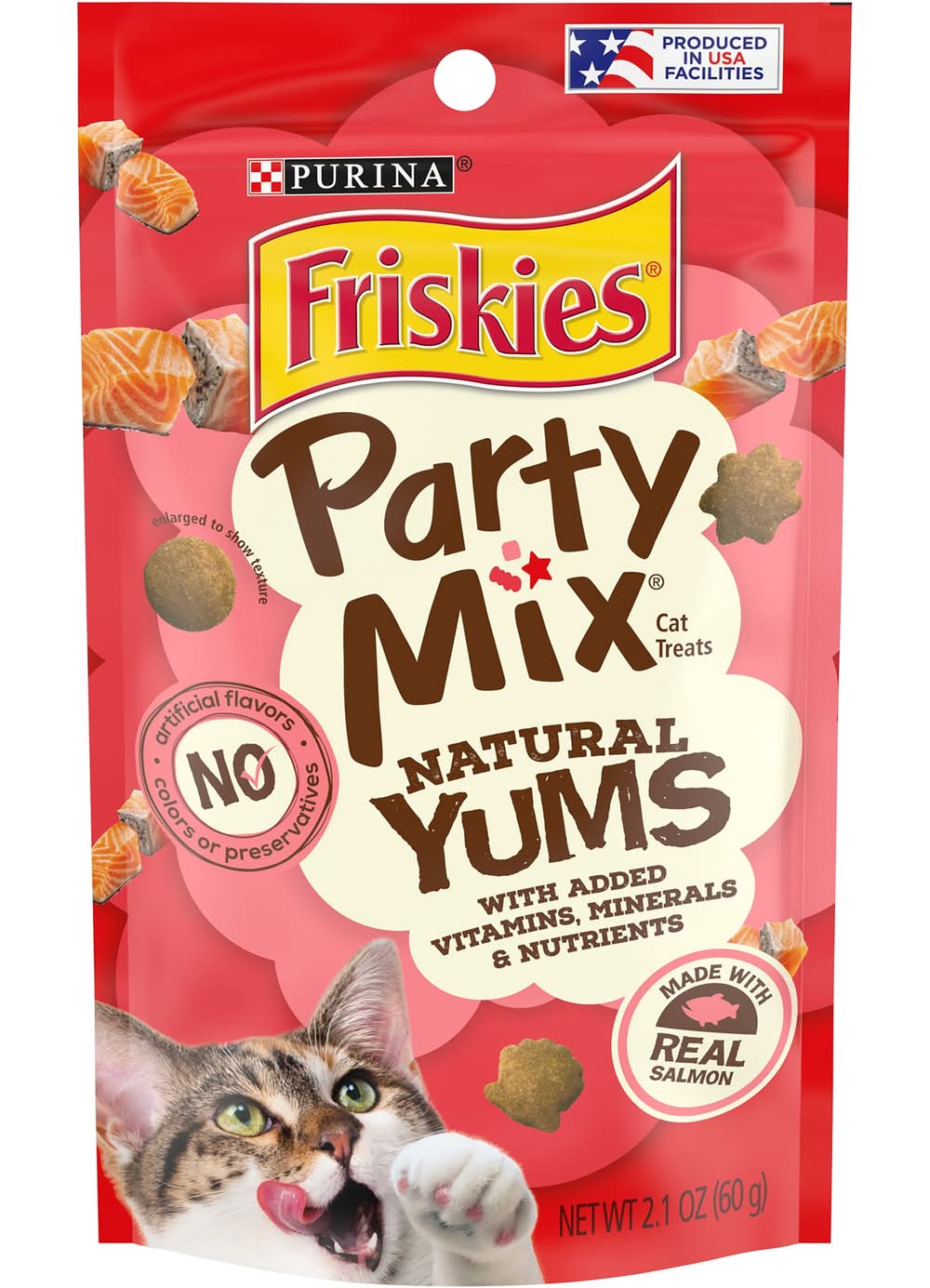 Purina® Friskies® Party Mix Natural Yums Adult Cat Treats - Salmon, Natural, No Artificial Colors (Flavor: Salmon, Size: 2.1 Oz)