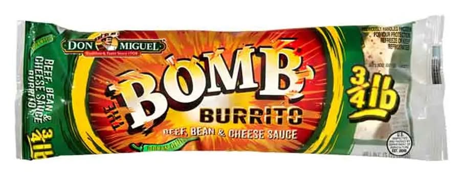 Don Miguel Bomb Burrito Beef Bean and Cheese Sauce