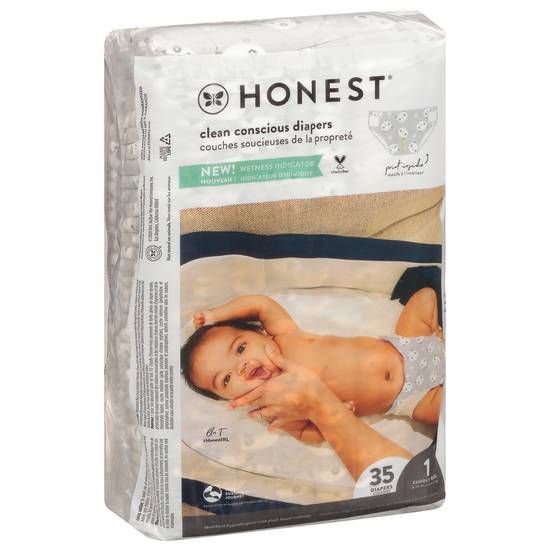 Honest Pandas Cuddly Bug Size 1 Diapers (35 ct)