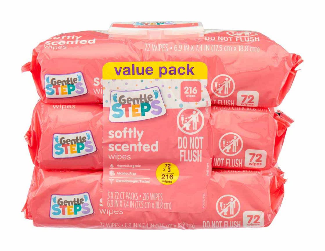 Gentle Steps Softly Scented Wipes Value Pack 216 Ct