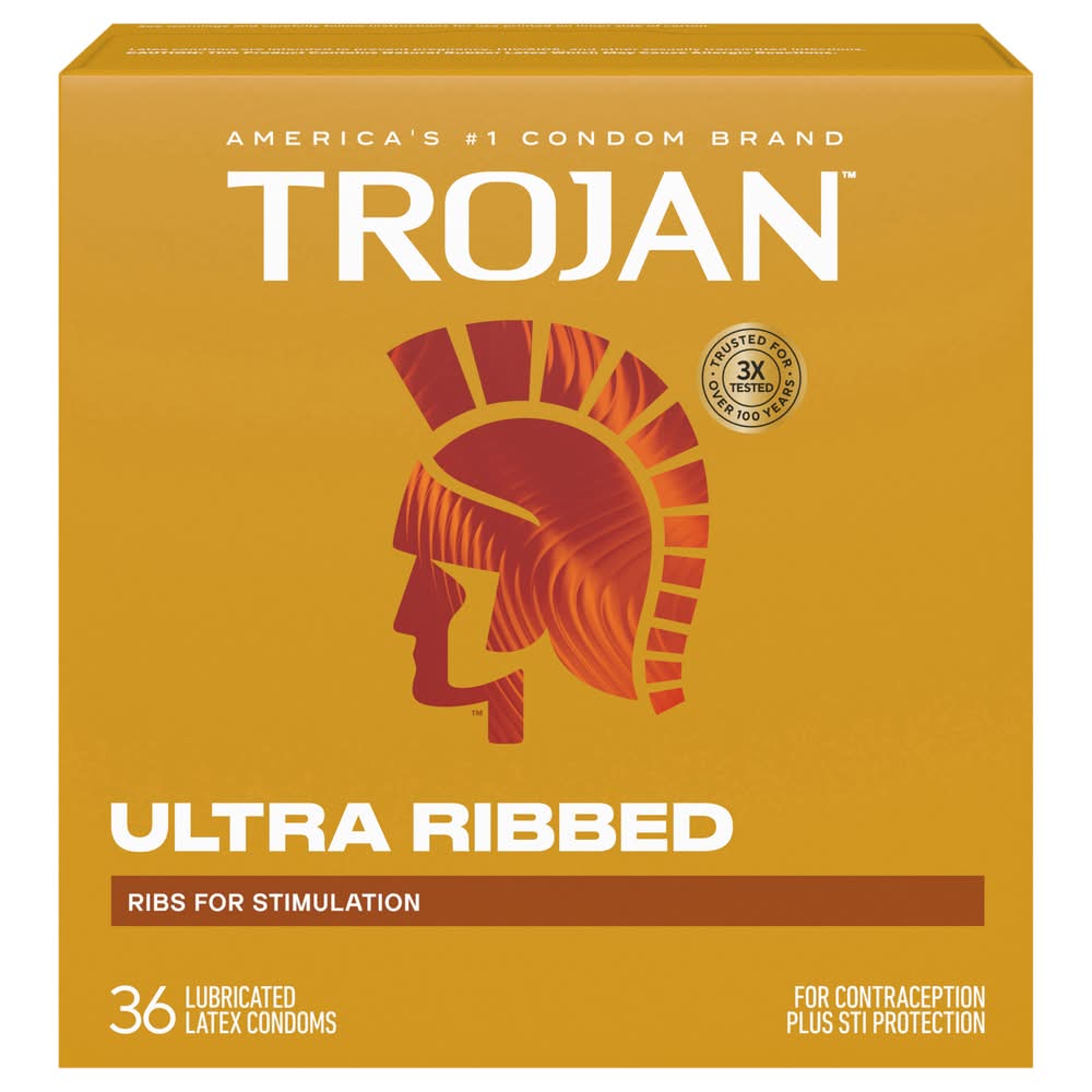 Trojan Ultra Ribbed Lubricated Latex Condoms (36 ct)