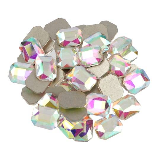 Clear Aurora Borealis Rectangle Flatback Glass Rhinestones, 288Ct. By Bead Landing