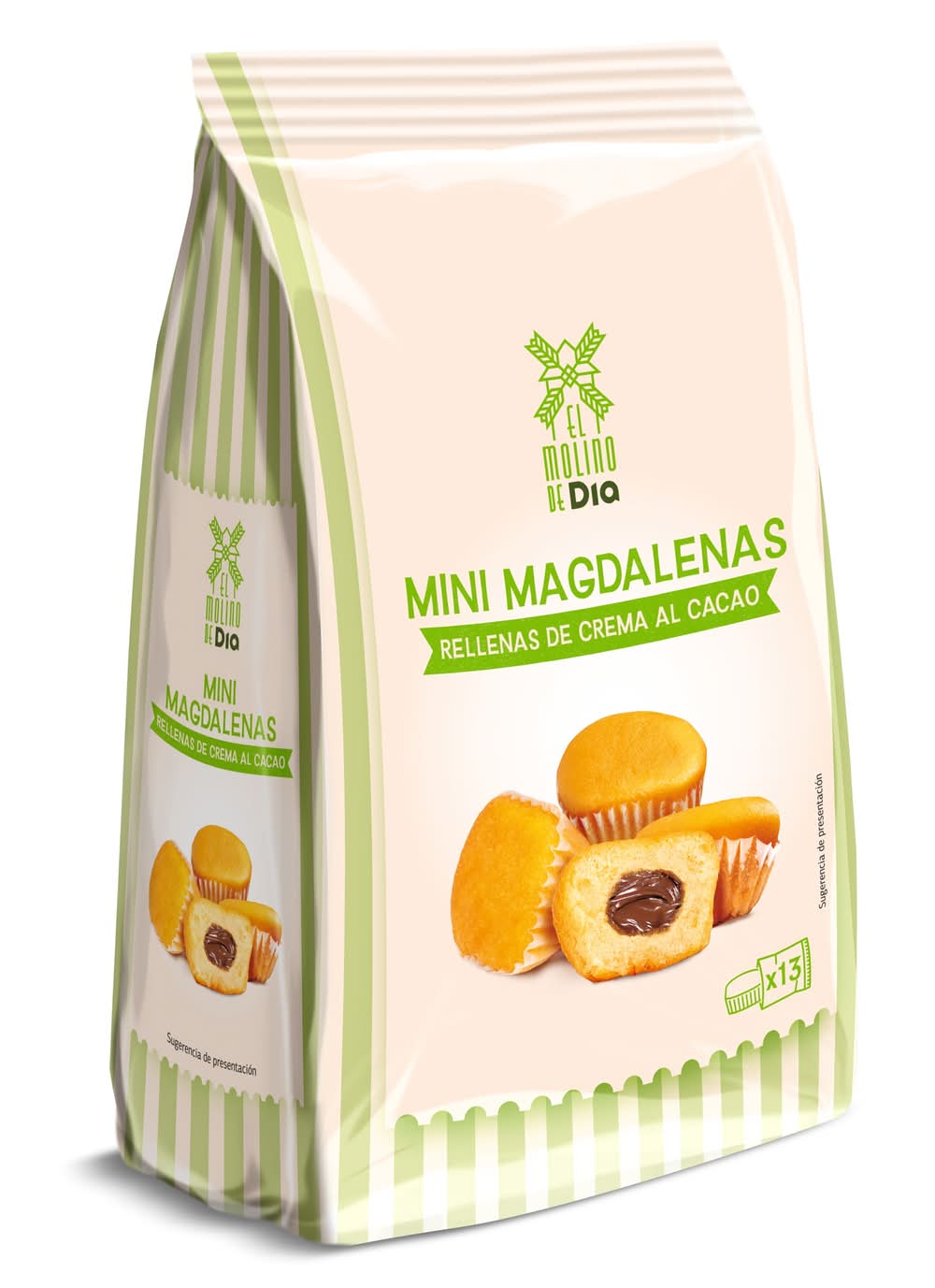 Mini Magdalenas Rellena De Chocolate El Molino De Dia Bolsa 180 G