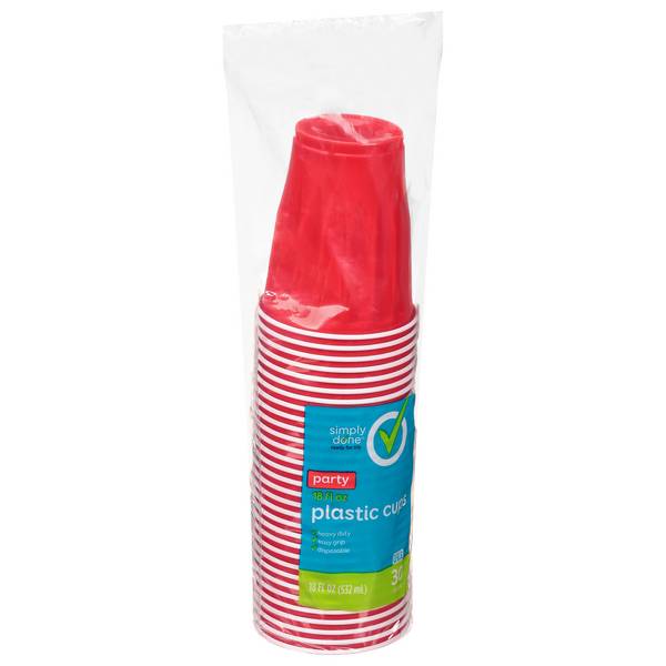 Simply Done Party Plastic Cups, Red (30 ct)