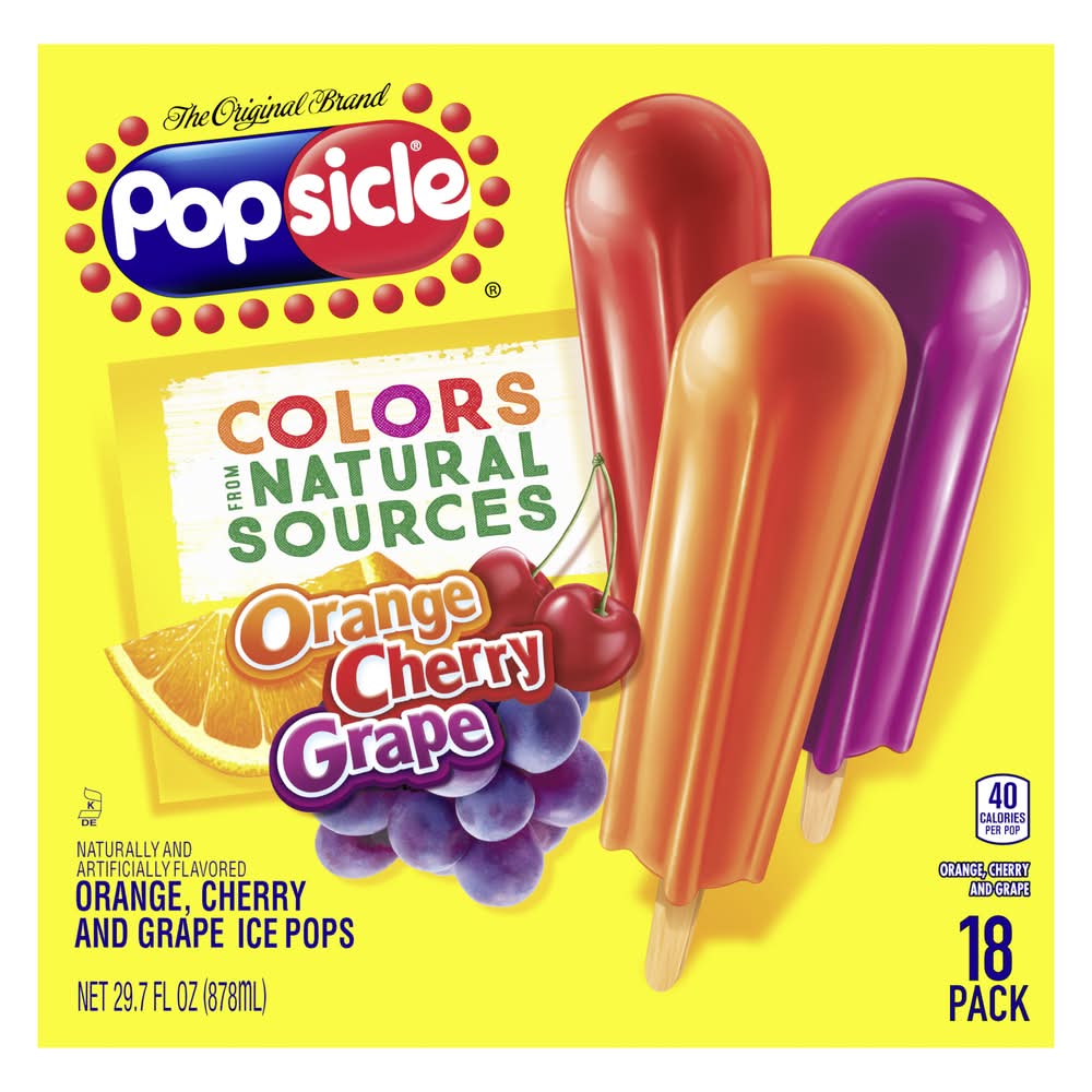 Popsicle Ice Pops, Orange-Cherry-Grape (29.7 fl oz)