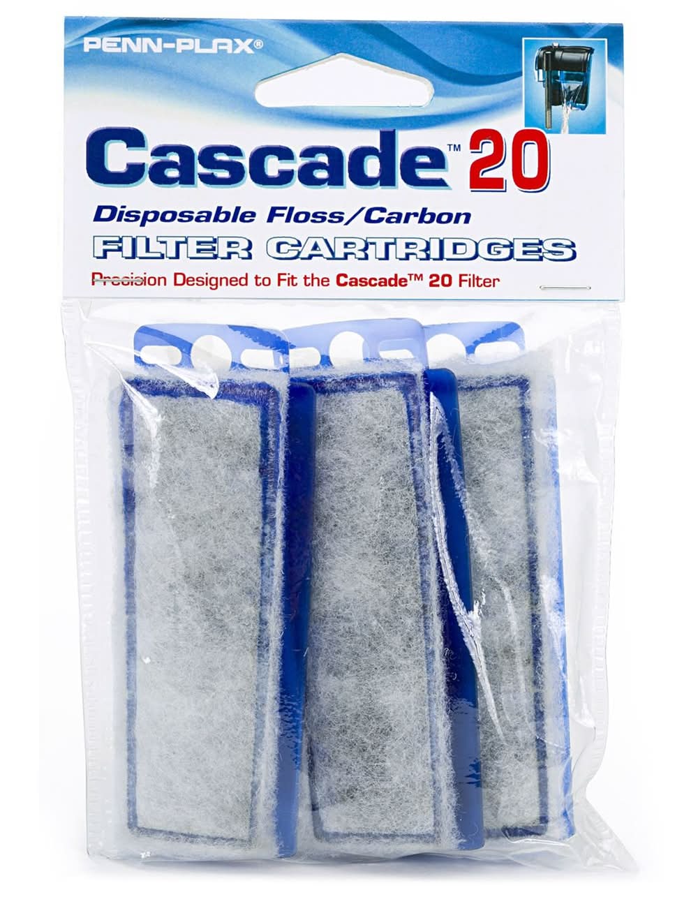 Penn-Plax Cascade Disposable Floss/Carbon Filter Cartridges., 3 pack