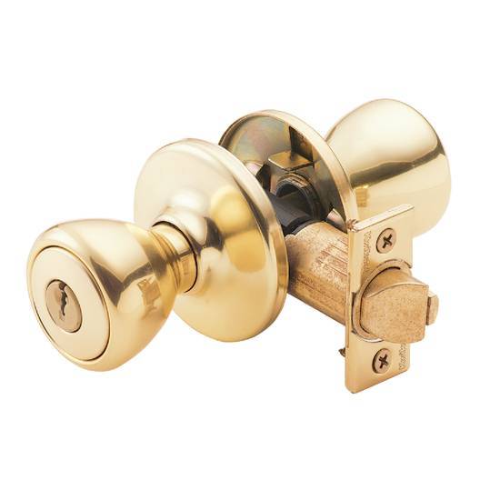 Kwikset Tylo Polished Brass Entry Door Knob (key locked)