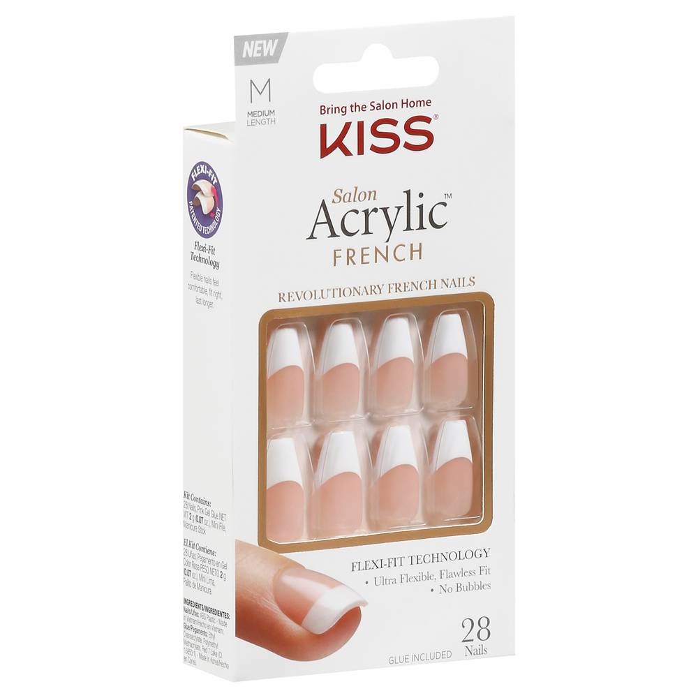 KISS Medium Length Salon Acrylic French Nail Kit (28 ct)