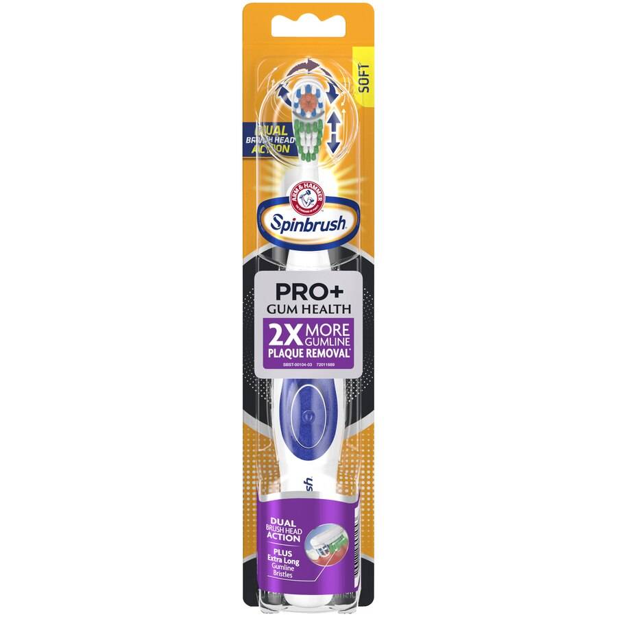 Arm & Hammer Spinbrush Pro+ Gum Health Toothbrush, Soft Bristles