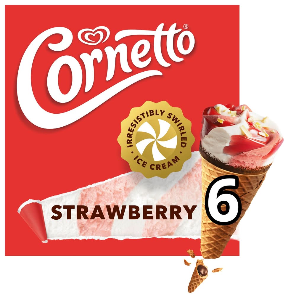 Cornetto  Ice cream cone Strawberry 6x90ml
