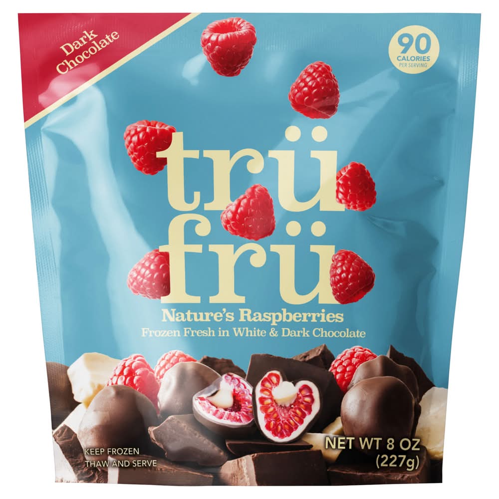 Tru Fru Frozen Raspberries in Dark & White Chocolate