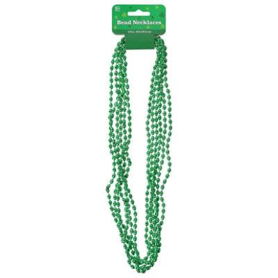 St. Patrick'S Day Metallic Green Bead Necklaces 6 Count - Each