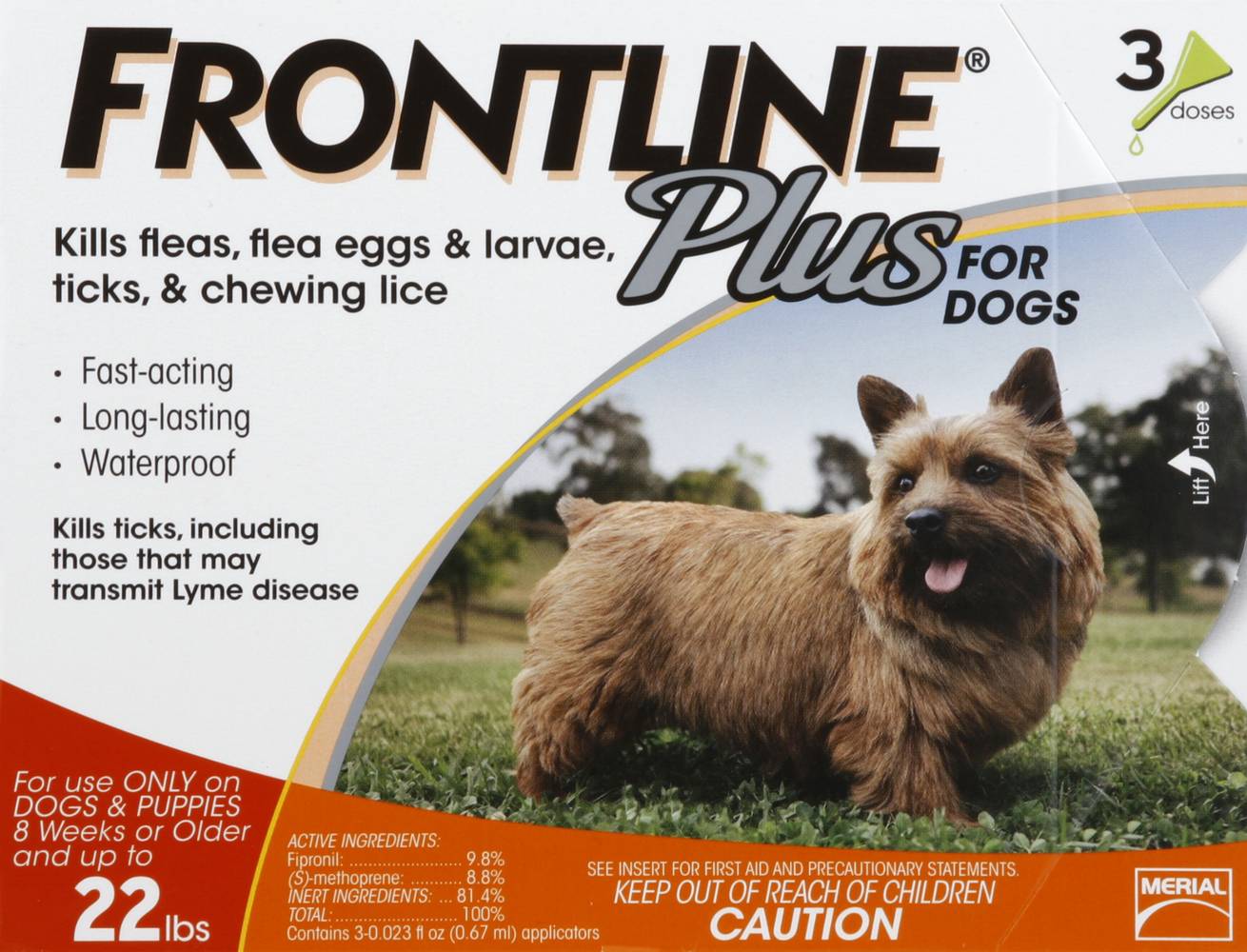 Frontline Plus Flea Tick & Lice Killer For Dogs (1.6 oz)