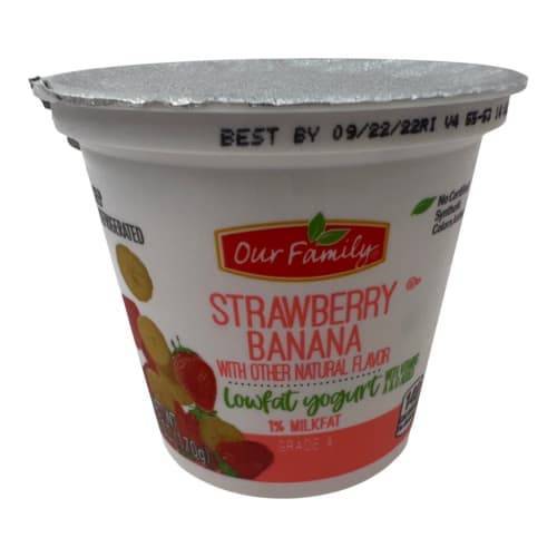 Our Family Strawberry Banana 1% Lowfat Yogurt (6 oz)