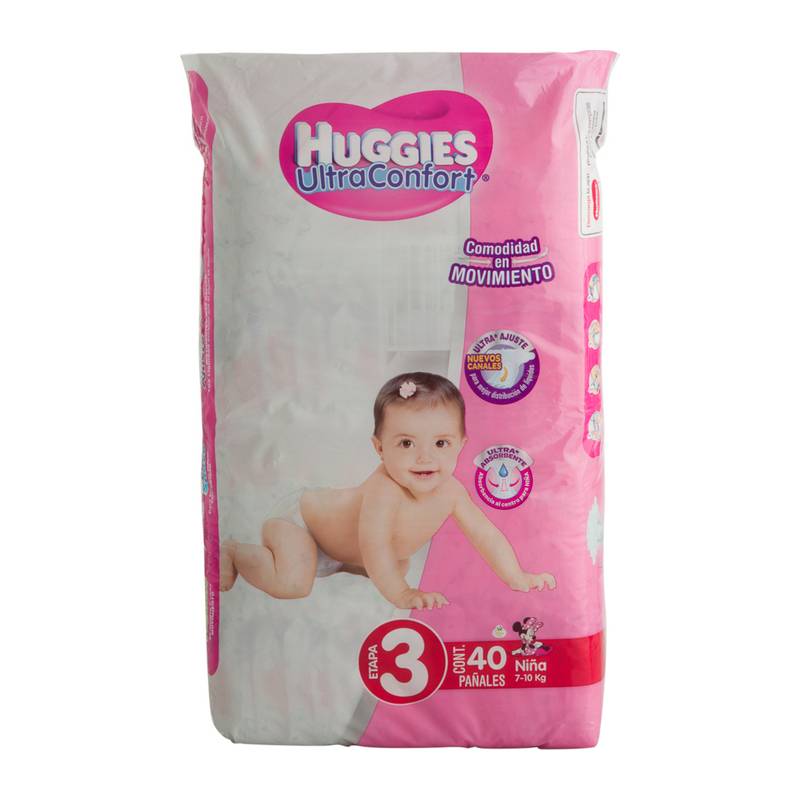 Huggies pañales desechables niña ultra confort etapa 3 (paquete 40 piezas)