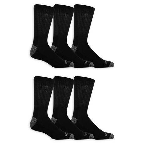 Fruit of the Loom Dual Defense Crew Socks, Male, Black (6 ct)