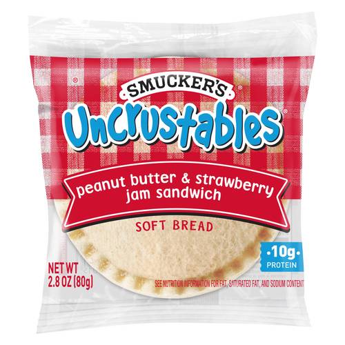 Smucker's Uncrustables Peanut Butter & Strawberry Jam Sandwich on Wheat Bread