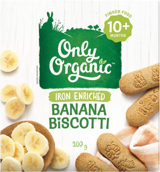 Only Organic Banana Biscotti 100 Gram
